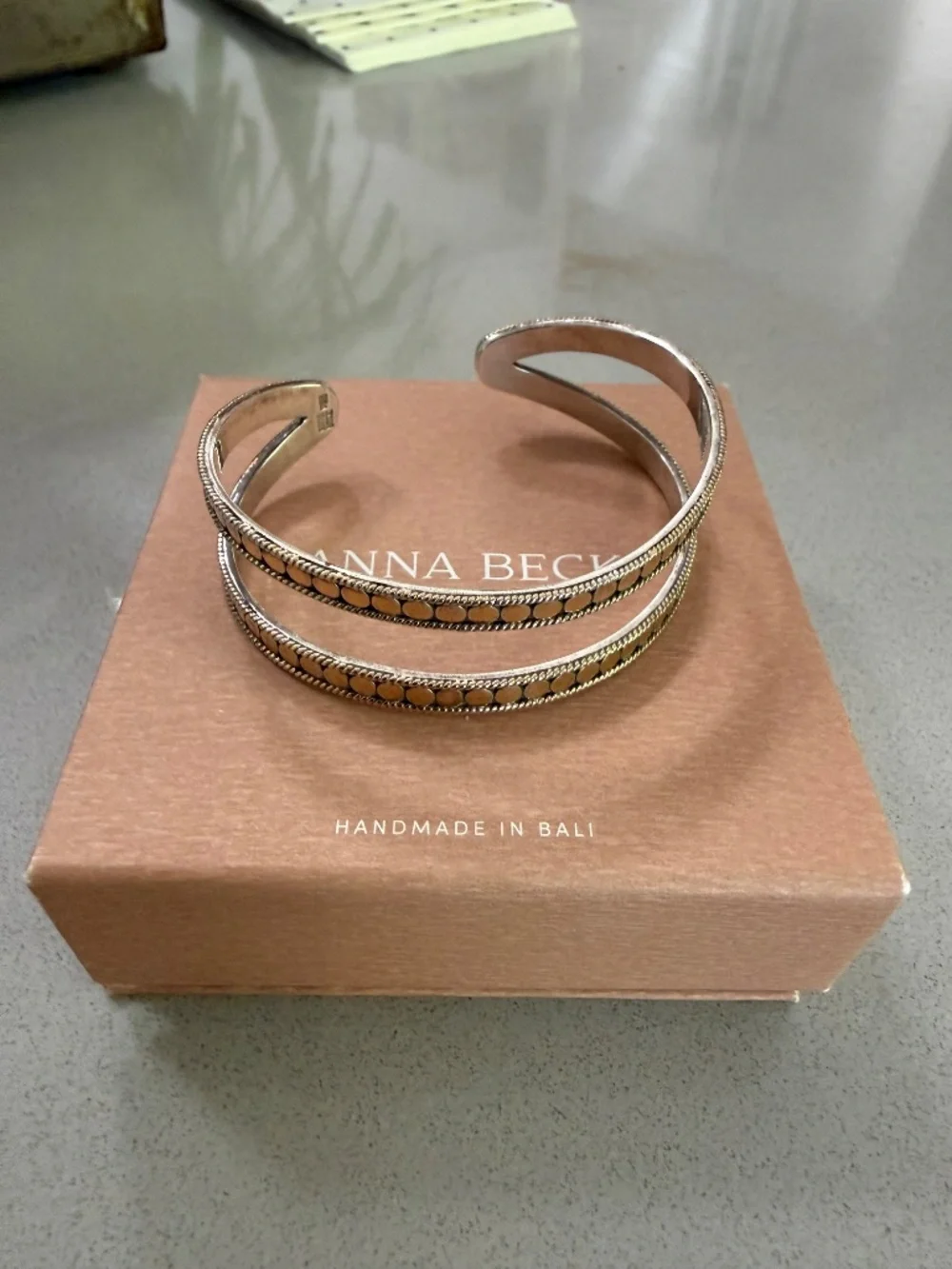Anna Beck 925 Sterling Silver double cuff bracelet with box - Picture 3 of 4
